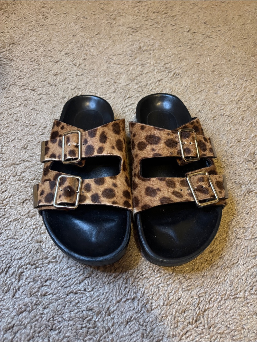 Givenchy Leopard Print Double-Buckle Slide Sandals - Women